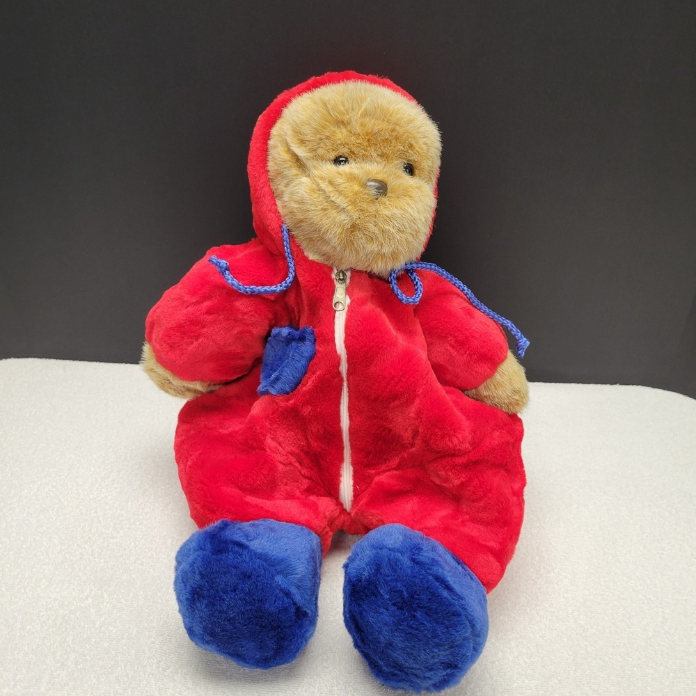 Teddy Bear w/ red snow suit & blue boots Plush Backpack